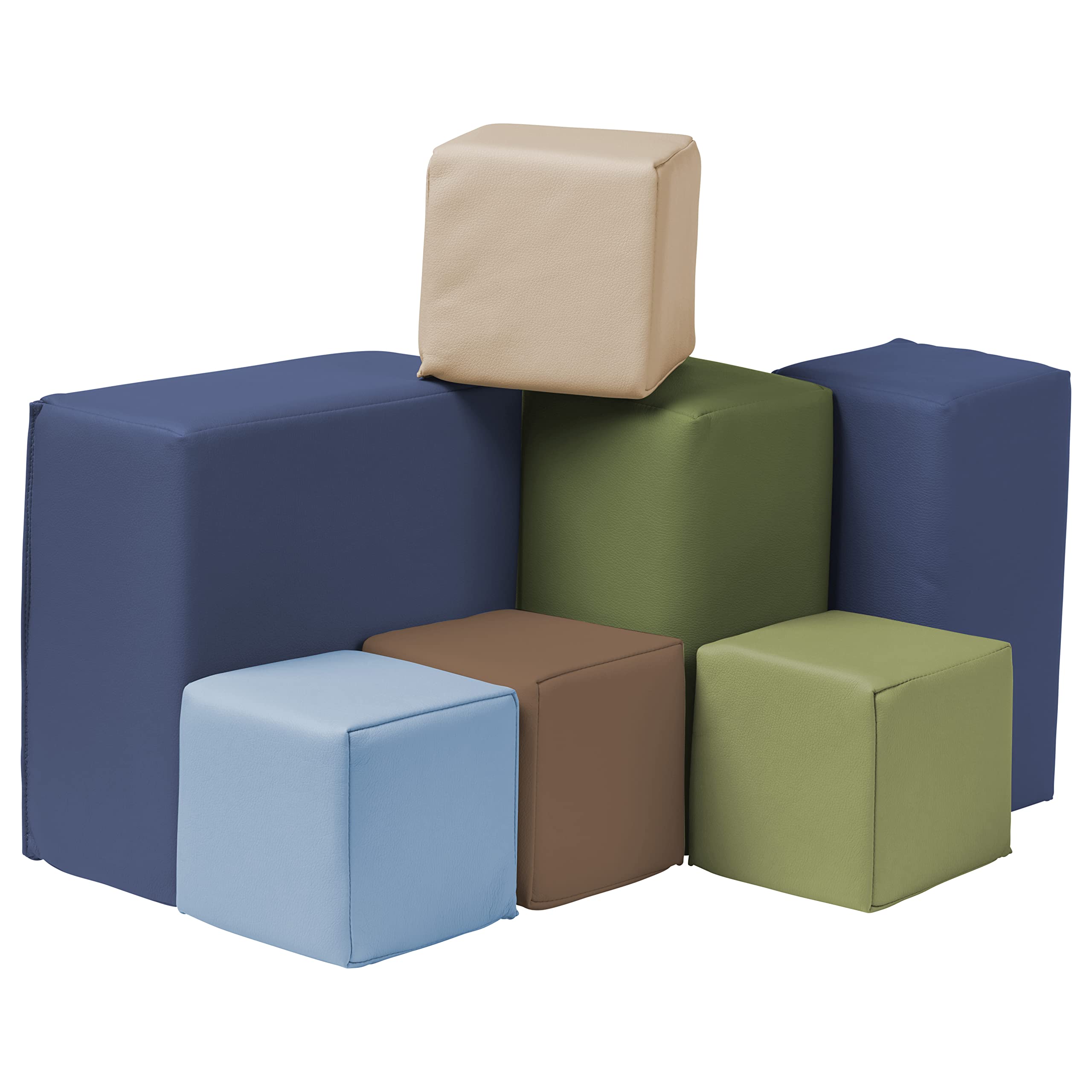 ECR4Kids SoftZone Toddler Foam Building Blocks, Foam Playset, Earthtone, 7-Piece