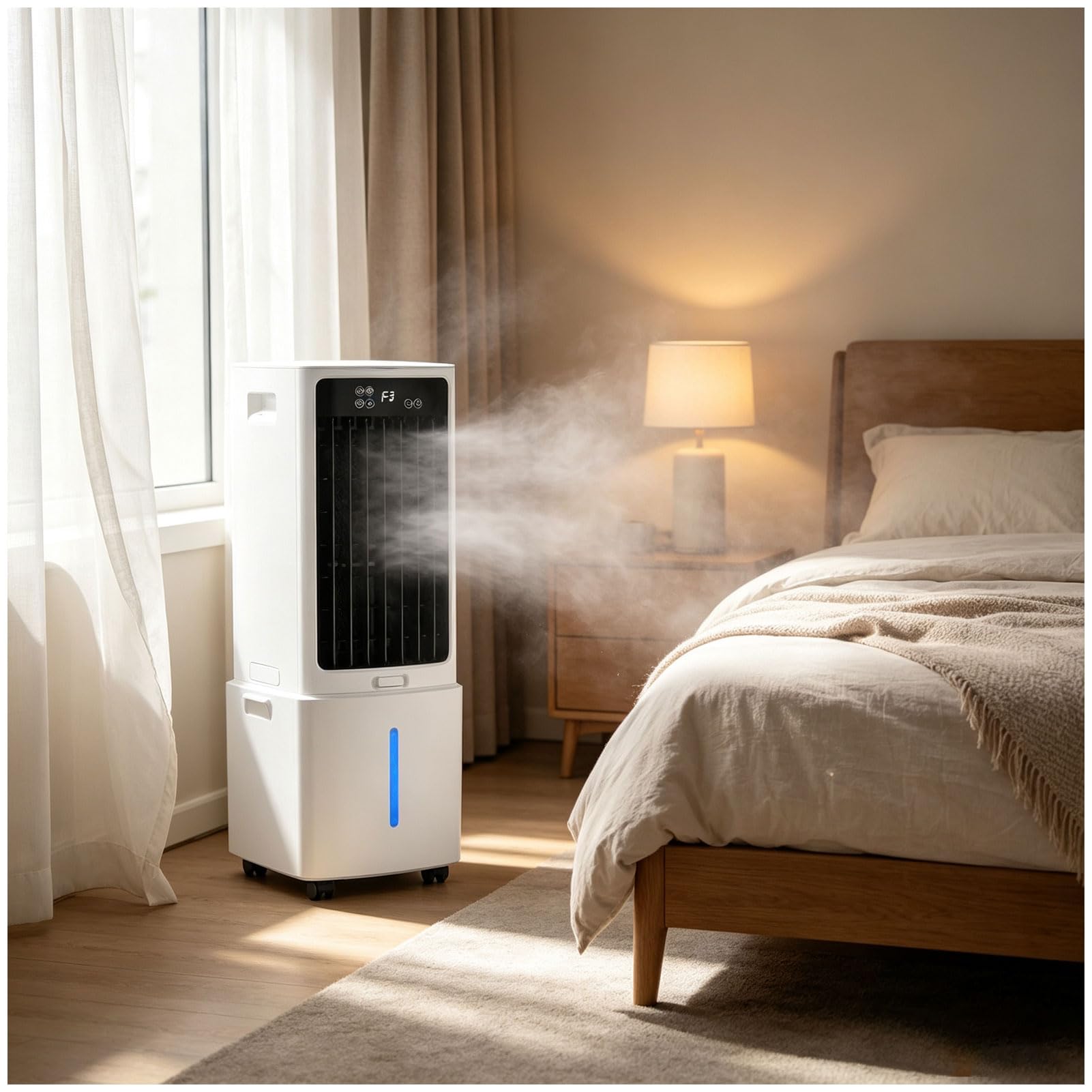 3-in-1 Portable Air Conditioner with 12L Water Tank, 3-Speed, Remote Control, 12H Timer & Ice Packs, Airflow Distance 10m, Evaporative Cooler for Home, Patio, Garage, Restaurant