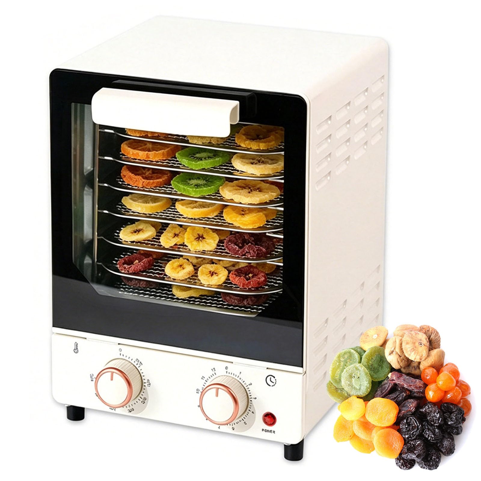 Disidratatore Elettrico per Alimenti a 8 Vassoi, Macchina Liofilizzatrice da 250W con Controllo Digitale della Temperatura 30-90°C, Timer da 12 Ore per Jerky, Carne, Frutta, Verdure e Snack