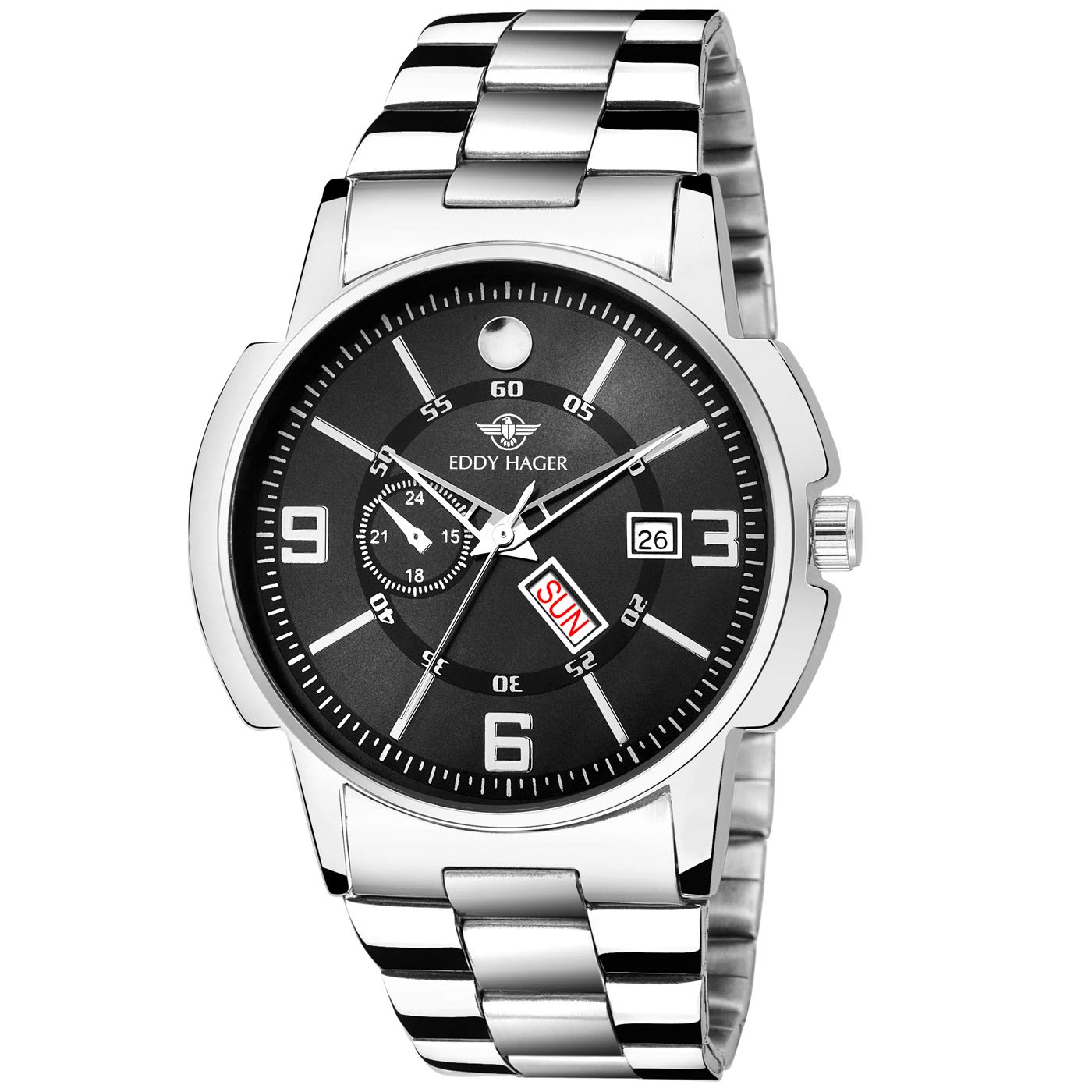 EDDY HAGER EH-226-BLACK Stainless Steel Analog Mens Watch (B0D7CY61JZ) Amazon Price History, Amazon Price Tracker