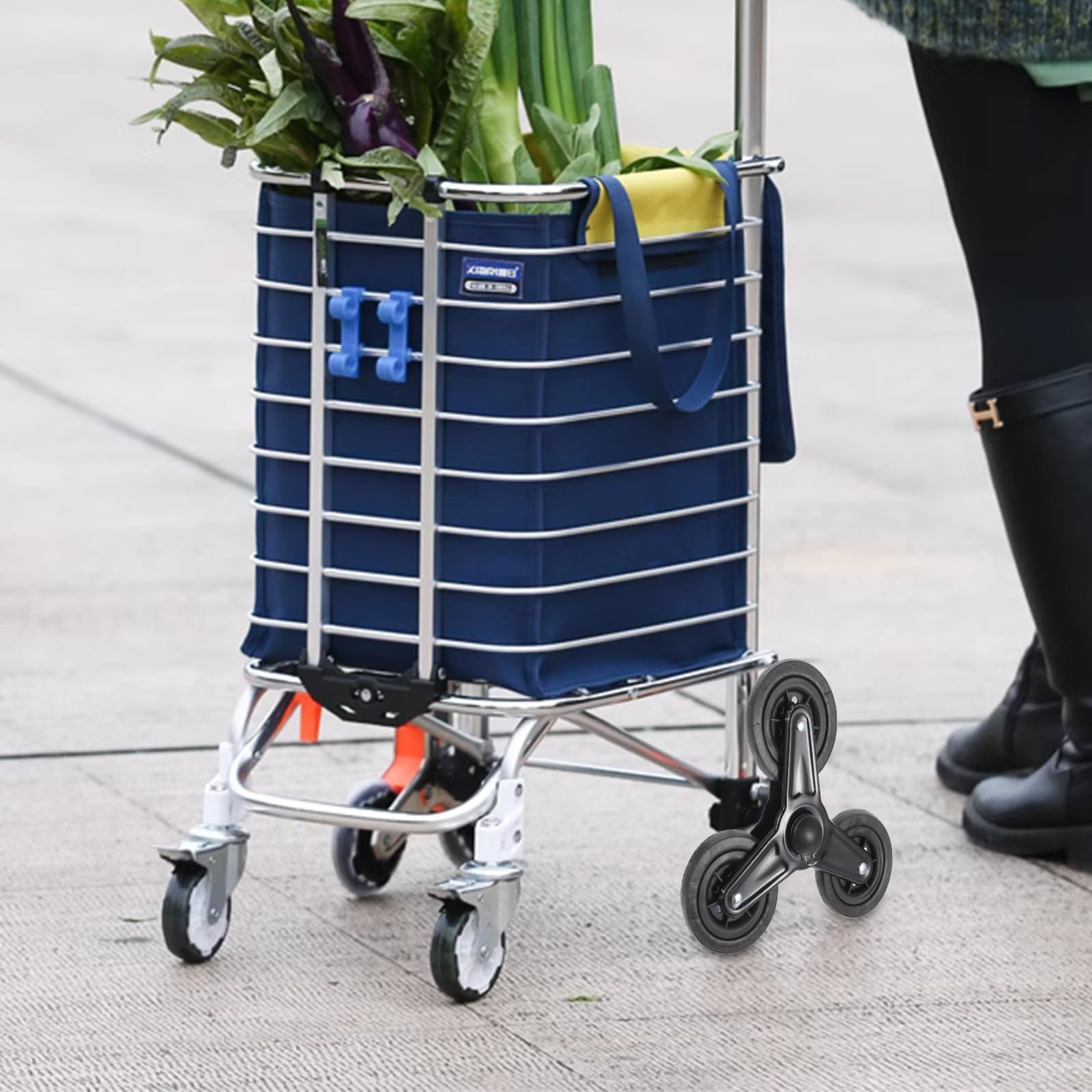 Ruote Triangolari per Carrello, Coppia, Ferro e Plastico Nero | Carrelli della Spesa e Ortaggi, Montaggio Asse, Formato Compatto per Ricambio