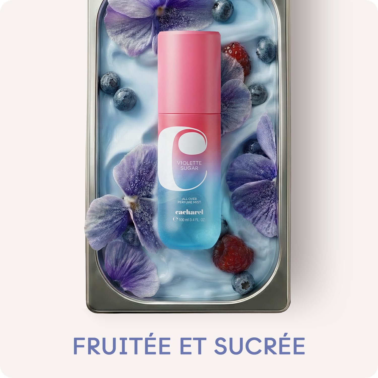 CACHAREL Yummy Mist Violette Sugar — Brume Parfumée Florale Fruitée Corps et Cheveux pour Femme - Accord Fruits Rouges & Baies Pétillantes, Accord Violette Confite, Muscs - Spray Vaporisateur - 100ml