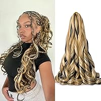 Vista 48 de Extensiones de cabello rizado francés, #4 marrón sintético para trenzar, 2.47 onzas/paquete, extensiones de cabello de ganchillo de 24 pulgadas, 8