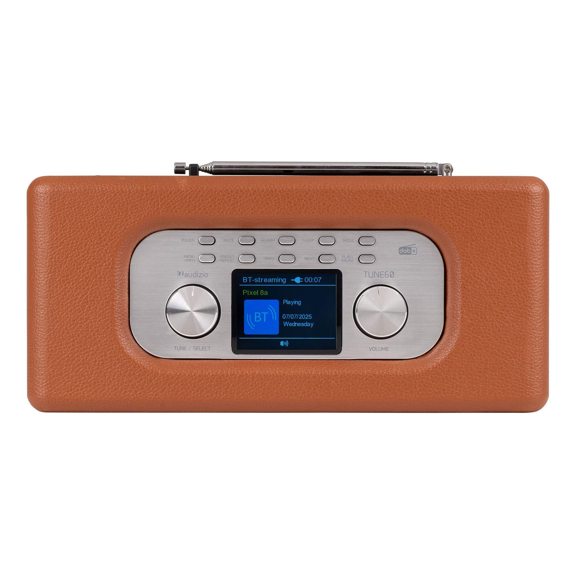 Audizio Tune60 Radio DAB+/FM Bluetooth Vintage Design Lettore USB SD Display LCD Sveglia Digitale Portatile AC Batterie