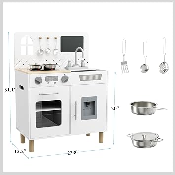 MAMIZO Wooden Play Kitchen for Kids, Interactive Toddler Toy Kitchen
