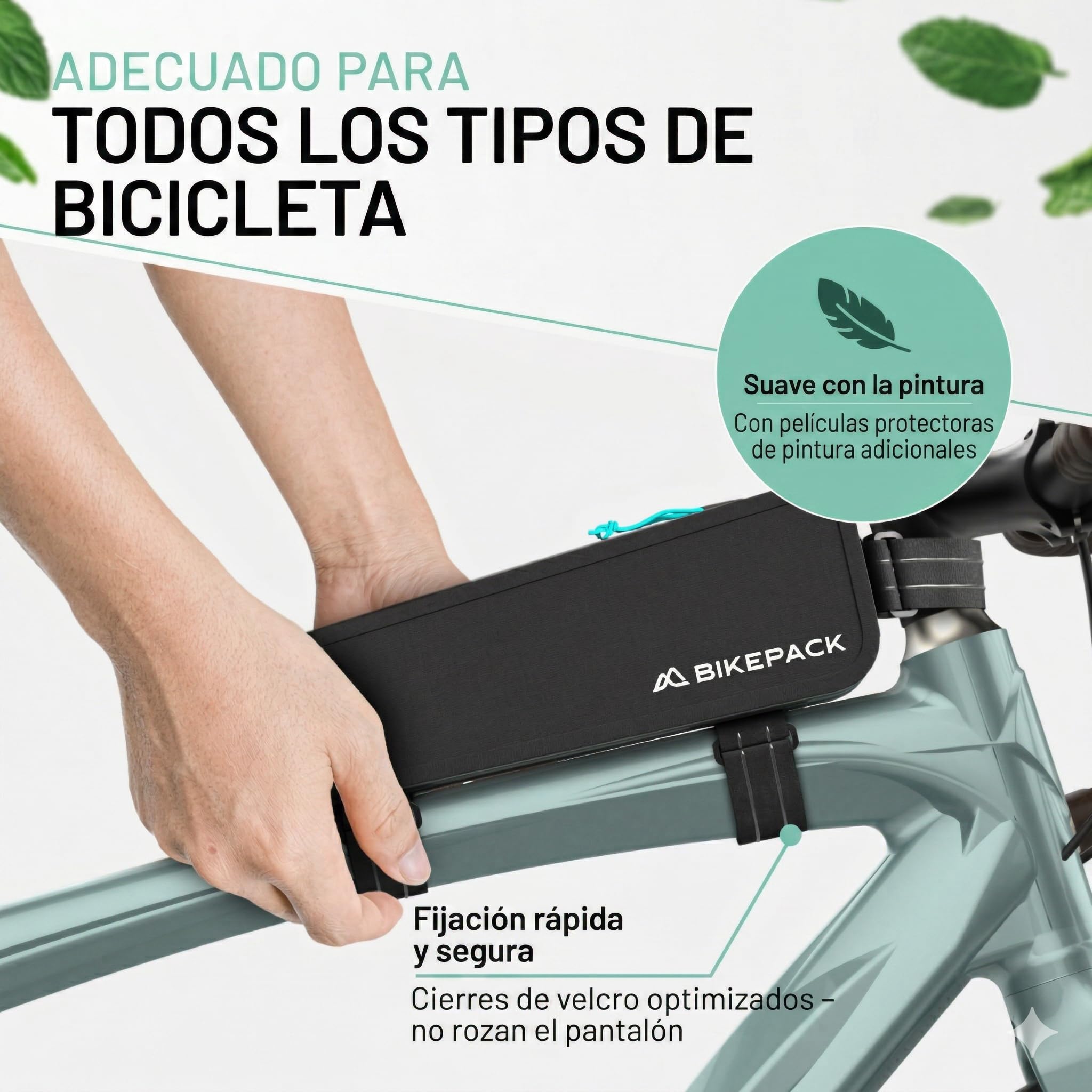 BIKEPACK Bolsa para tubo superior para bicicleta - Bolsa de tubo superior - Accesorios para bicicleta Gravel Bike - 100% impermeable