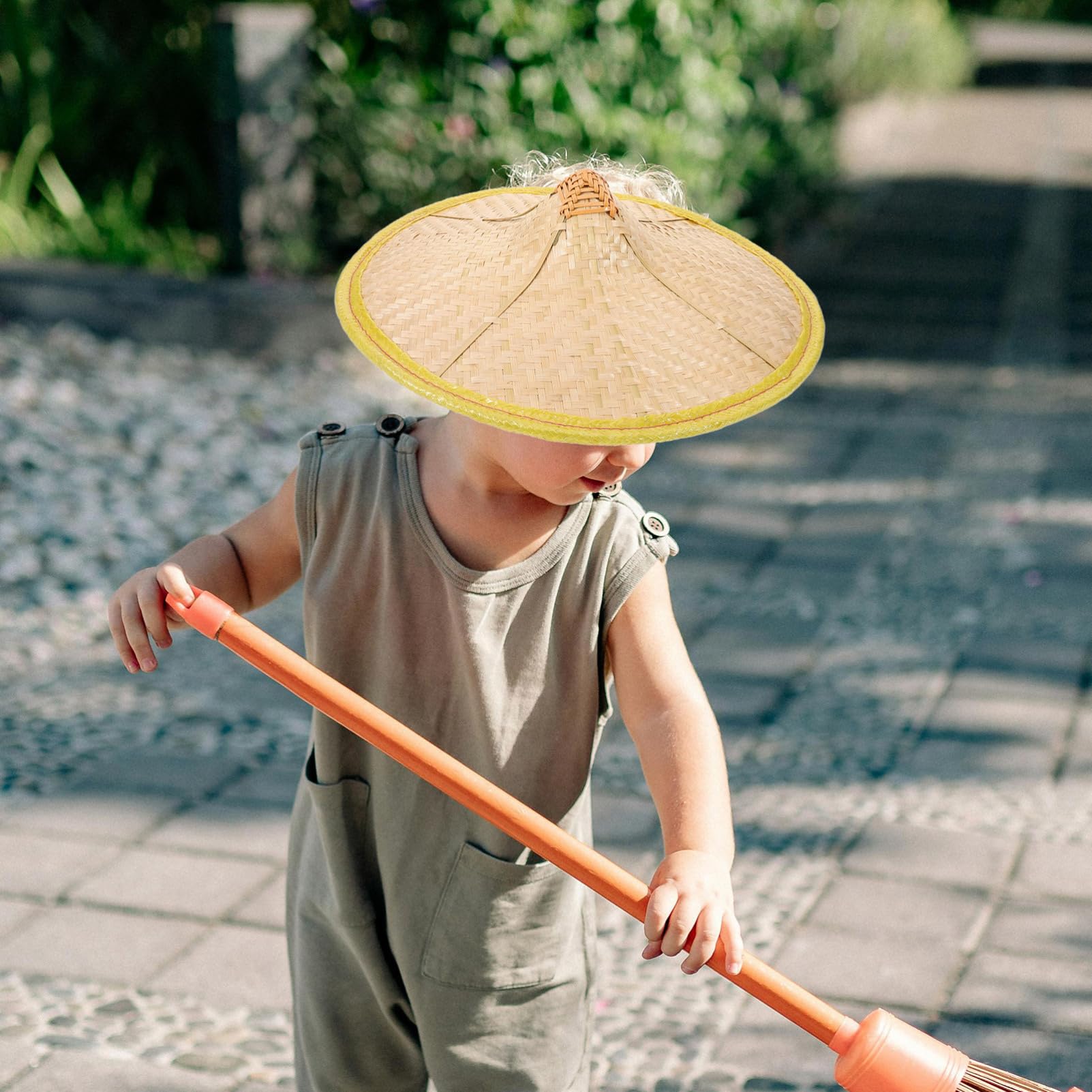 Party Strohkegelhut Bauernkostümzubehör Weben Anti Hut Japanischer Rain aus Orientaler Ninja Kind Hüte Chinesischer Haushalt Strohhut Asiatischer Prop Kuli Sommerhut Konischer