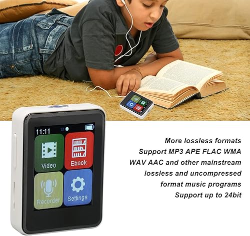 Miniatura 4 de Reproductor de MP3 con Bluetooth, pantalla táctil completa de 1.8 pulgadas con tarjeta TF, sonido digital portátil sin pérdidas, reproductor de