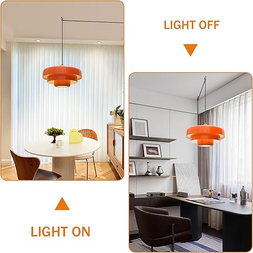 Miniatura 3 de Luz Colgante Enchufable Lámpara Colgante de Mediados de Siglo con Cable de Enchufe Accesorios de Iluminación Colgante Naranja Estilo Nórdico