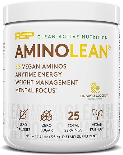 Miniatura 2 de RSP NUTRITION Vegan AminoLean Energía preentrenamiento (piña coco 25 porciones) con proteína en polvo TrueFit (Vainilla 2 libras)