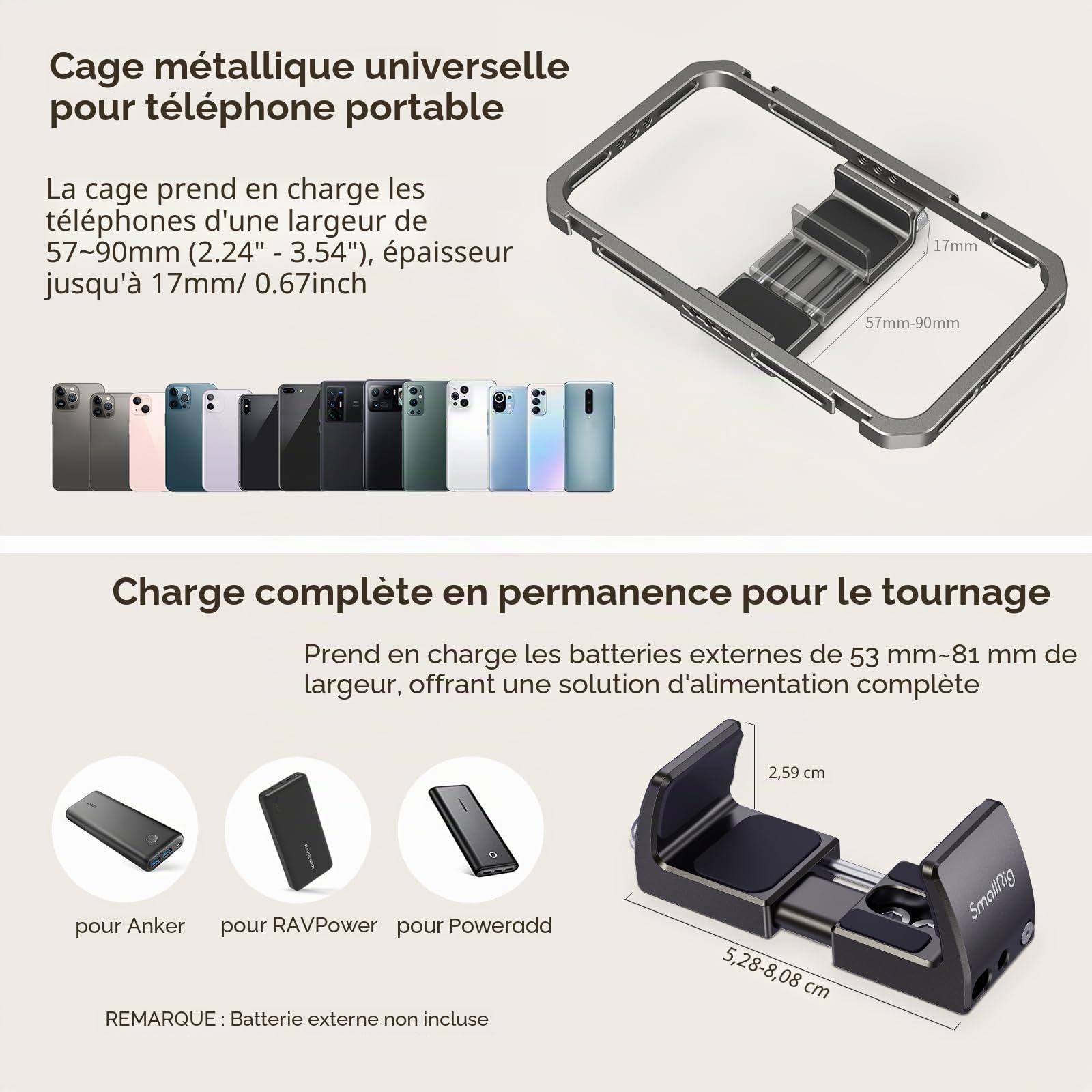 SMALLRIG Kit de Montage Vidéo avec Poignée Smartphone Video Rig avec Lumière Vidéo, Microphone et Trépied en Alliage d'Aluminium pour Tiktok et Youtube Vlog, pour Mobile Video Maker - 3384D