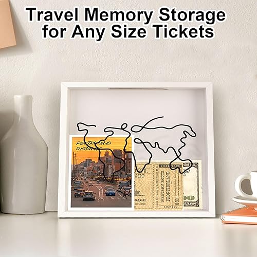 Miniatura 5 de Caja de archivo de aventura  Caja de sombra de boletos con ranura, marco de caja de sombra de archivo de aventura de viaje, caja de sombra de carga