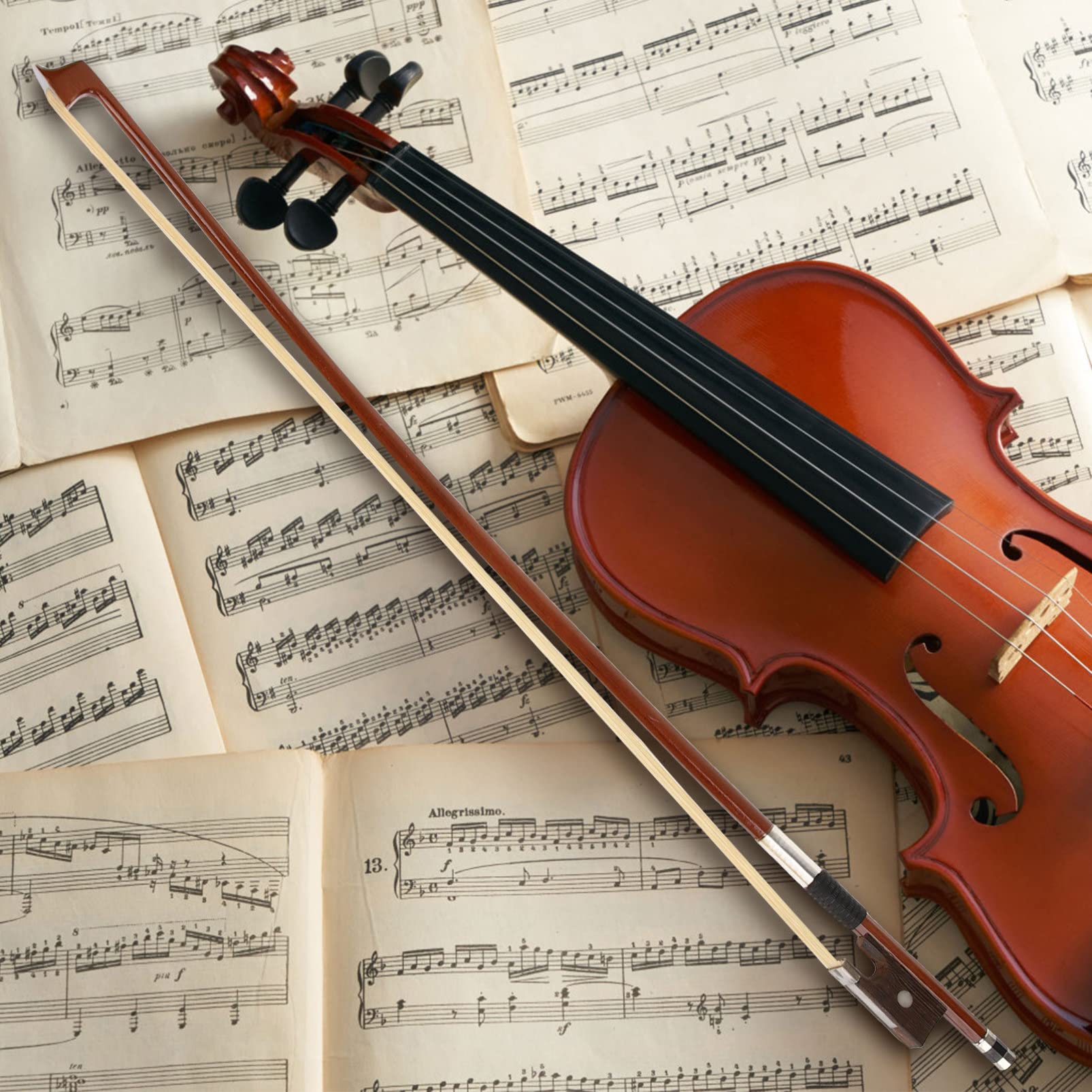 GOOHOCHY Bow 4/4 Size Violin Bow Practice Horsehair Wood Material for Music Lovers