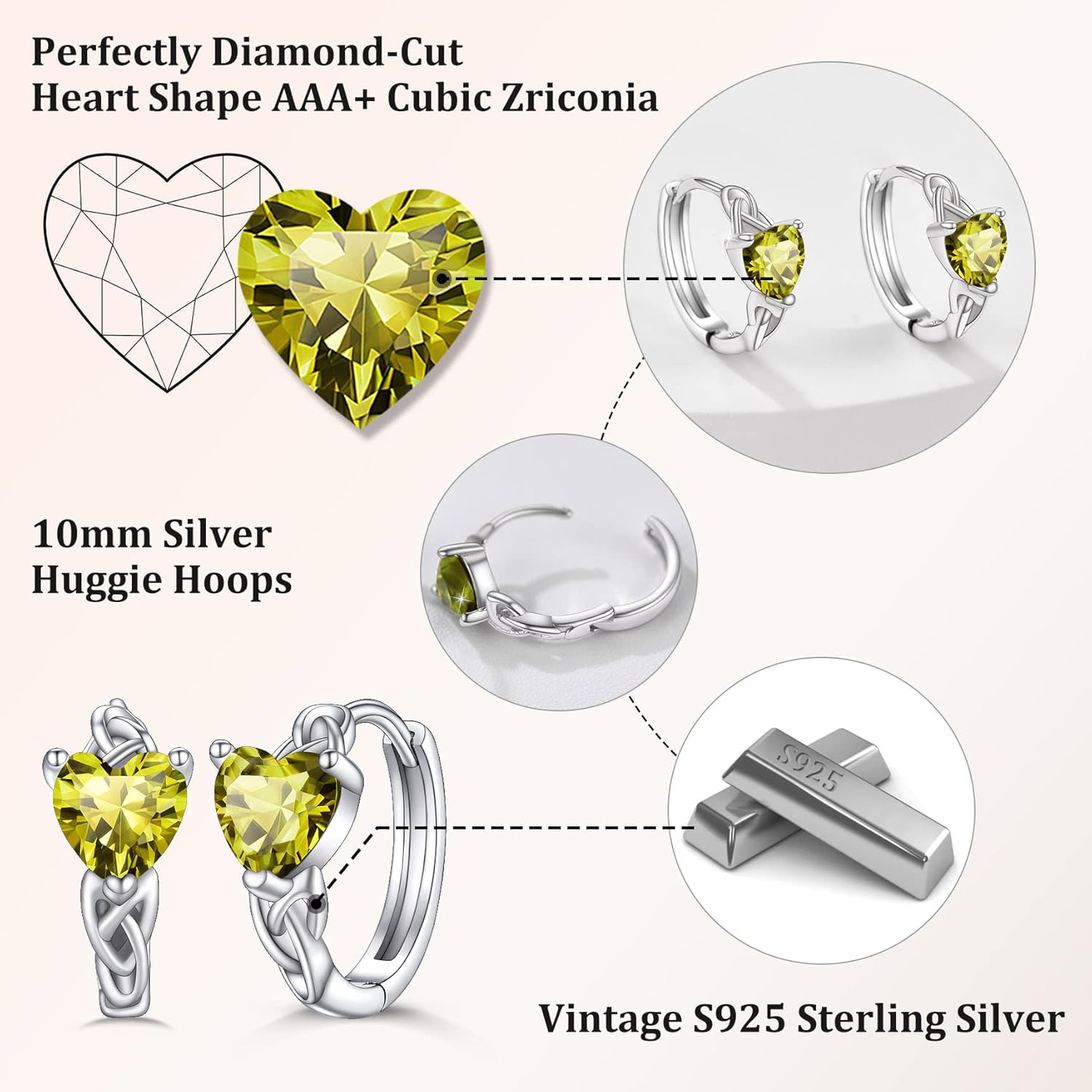 Bestyle 925 Sterling Silver Huggie Hoop Earrings Small Birthstone Hoop Earrings for Women Hypoallergenic Silver Huggie Earring,Great Birthday Earrings Gift for Daughter Wife Mom