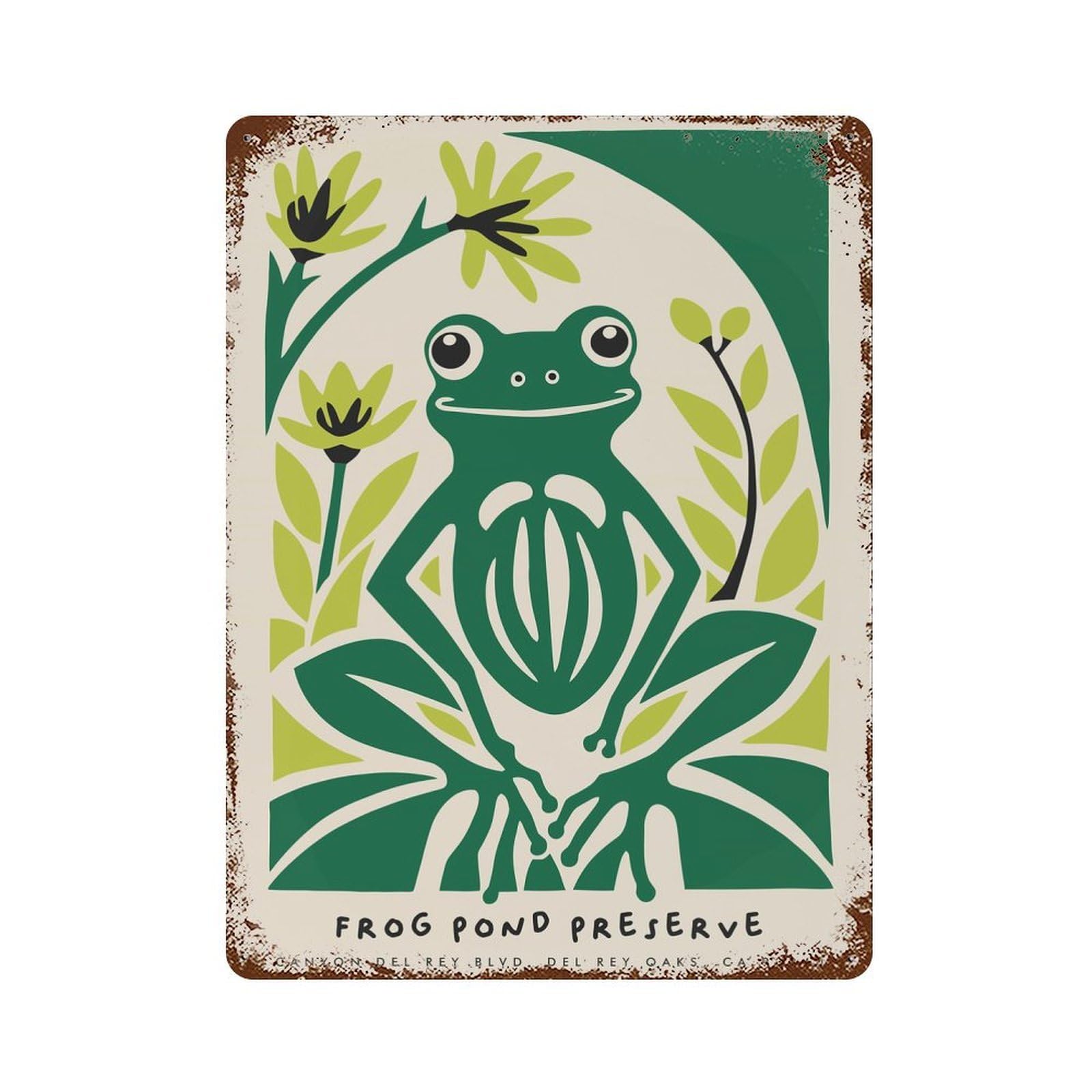 Rust Effect Cute Funny Frog Art Rusty Metal Tin Sign 15.7"x11.8", Shabby Chic Decor for Garage, Bar And Workshop Decor
