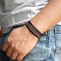 Vista 346 de Handmade Natural Stone Beaded Healing Bracelet Gift for Men Adjustable Rope String Bracelet