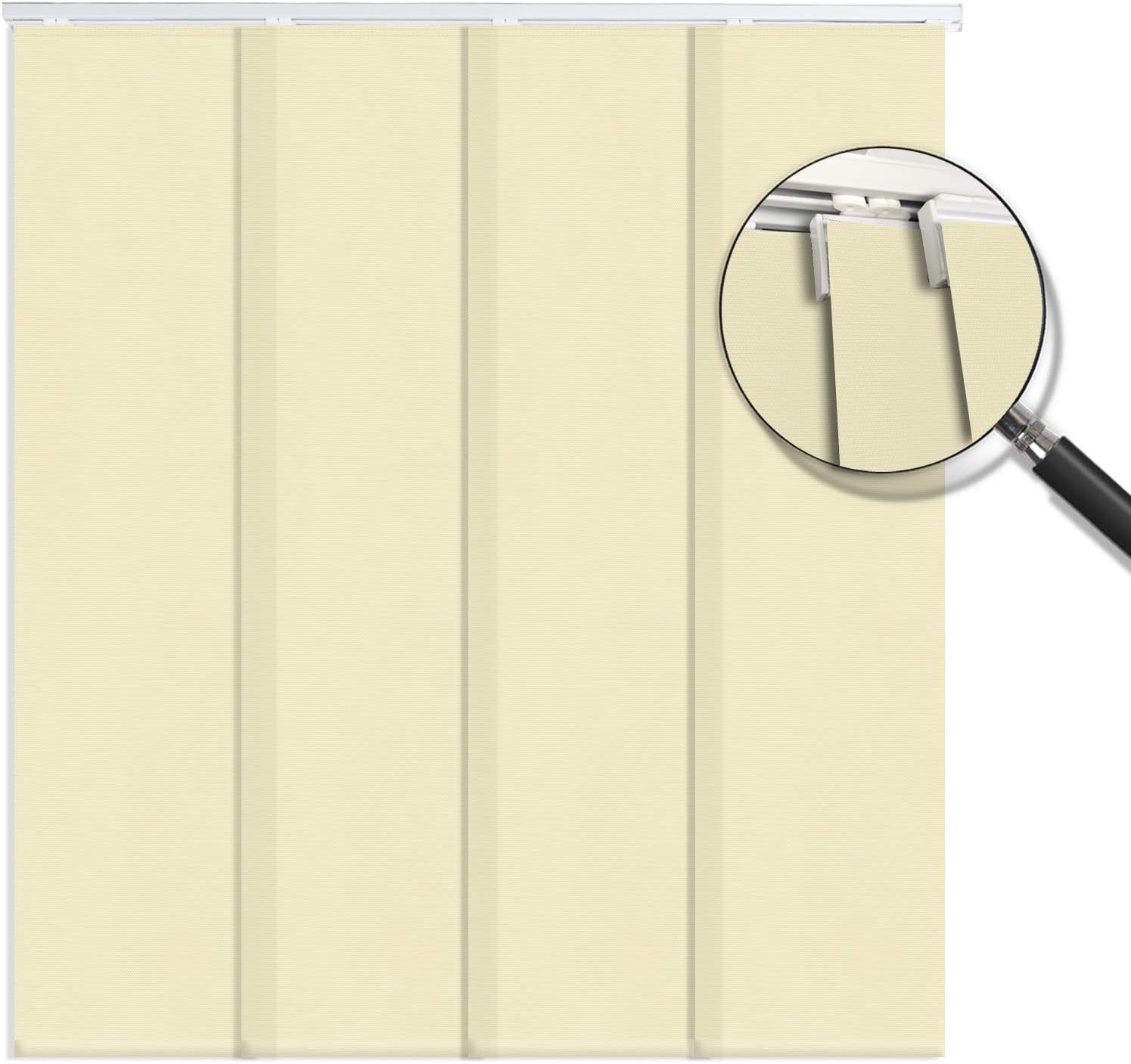 Cordless Super Large Sliding Panel Track Blind, Beige Adjustable Light Filtering Custom Cordless Vertical Blinds, UV Protection Window Blinds for Sliding Doors, Large Windows