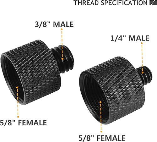 Miniatura 10 de Frgyee Adaptador de tornillo de micrófono, adaptador de rosca hembra de 58 pulgadas a macho de 14 pulgadas para soporte de micrófono, monitor de