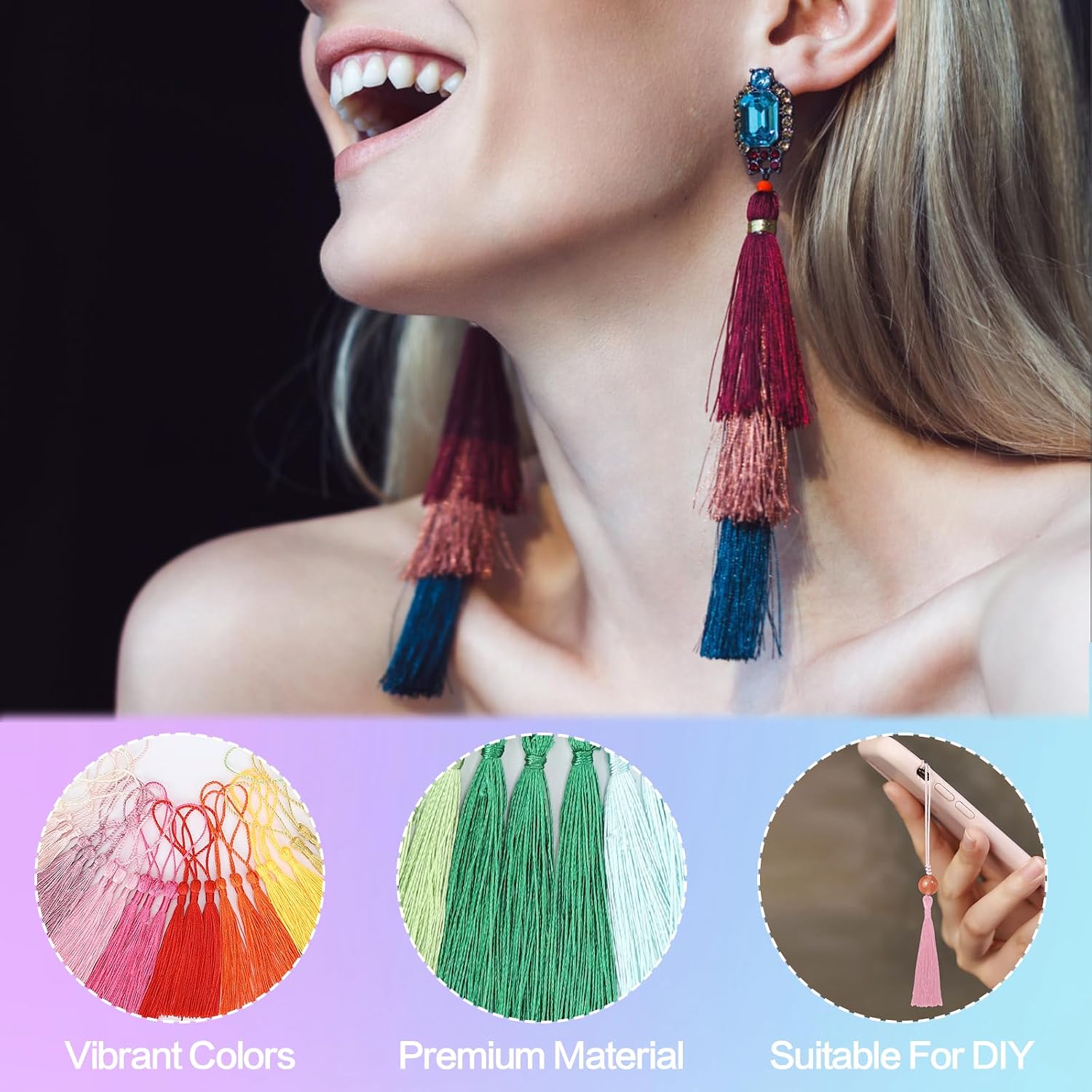 Tassels, Axlksia 120 Pcs Bookmark Tassels, Silky Handmade Soft Mini Tassles with Loops for Crafts, Bookmarks, and Jewelry Making (30 Colors, 4 Pcs of Each)