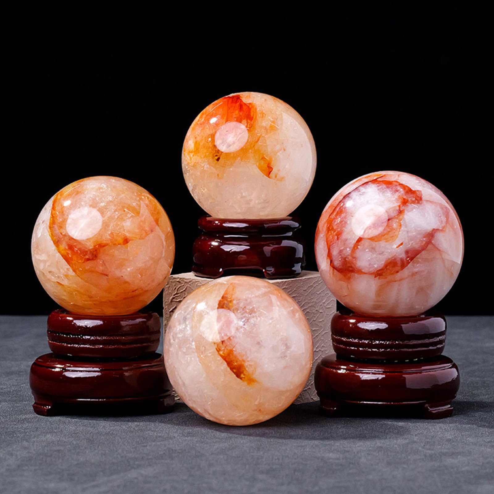 Bola de Cristal de Flor de Goma Roja Natural, Bola de Adivinación Pulida, Bola de Piedras Preciosas, Especímenes Minerales, Bola de Decoración para El Hogar y La Oficina,45~50mm
