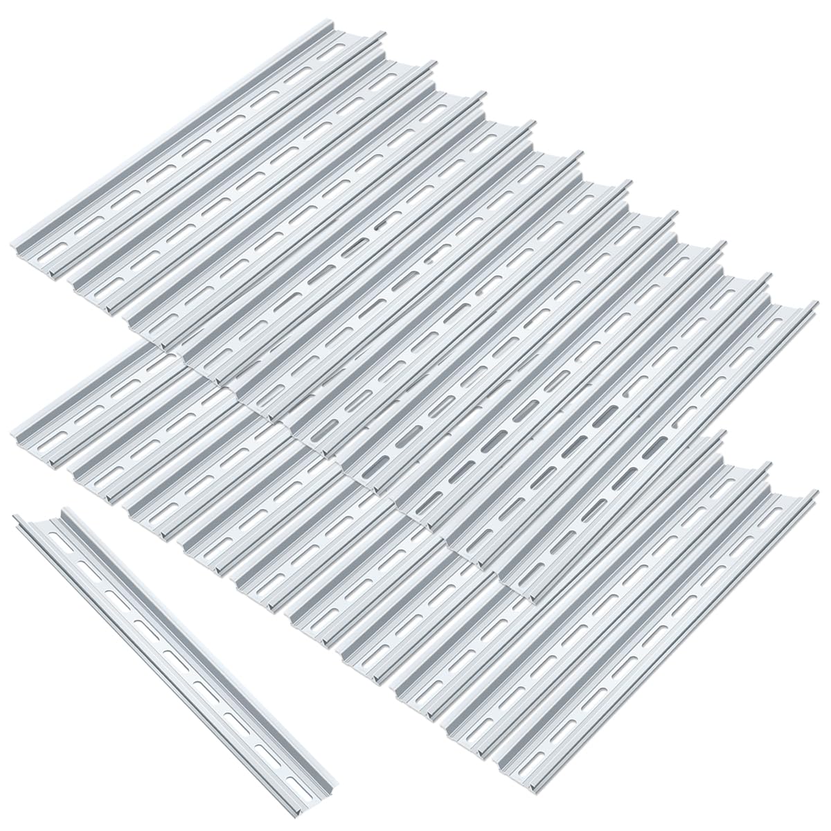 VAMRONE 20 Piece Aluminum DIN Rails, 12 Inches Long, 35mm Wide, 7.5mm High, Top Hat Slotted DIN Rail with RoHS