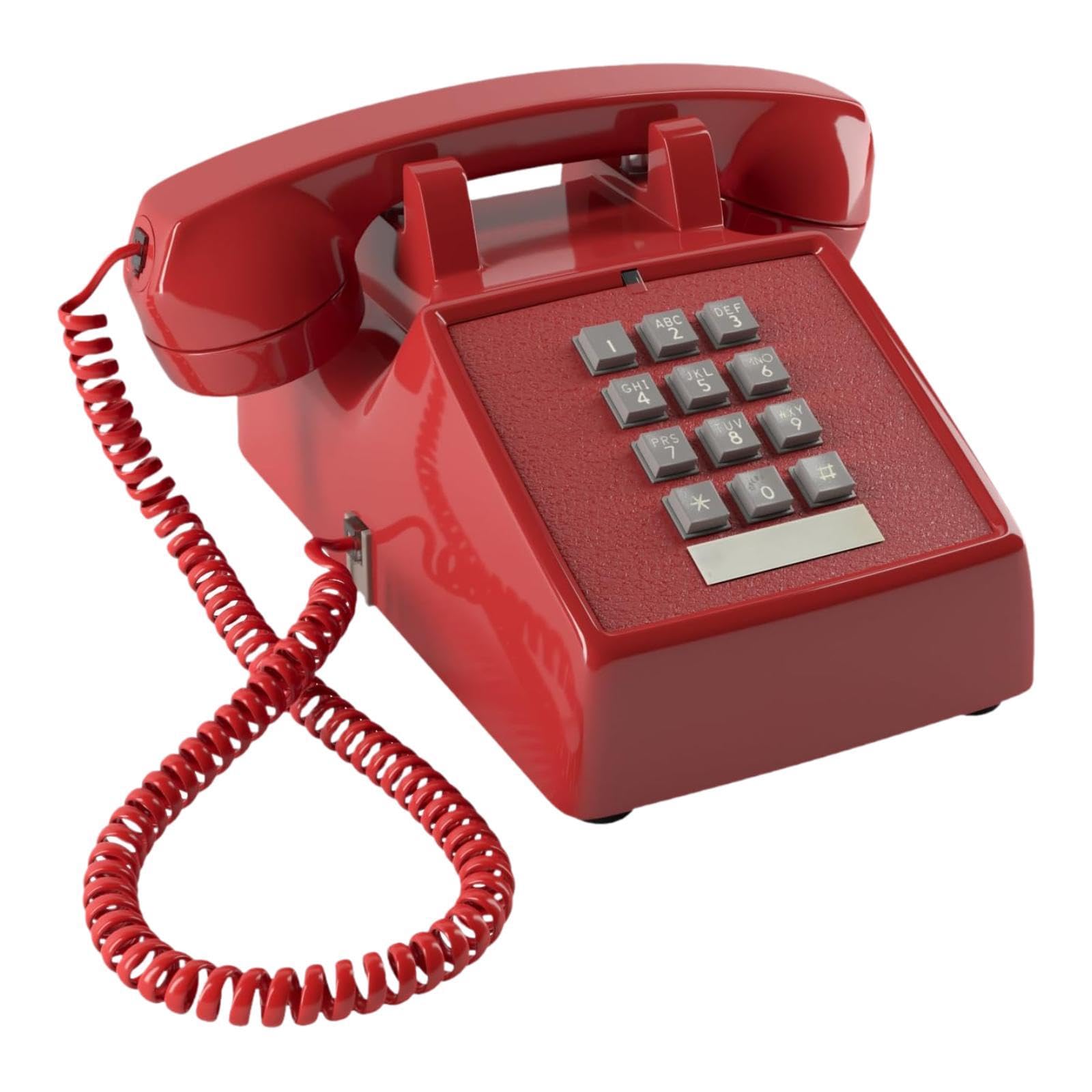 Corded Telephone Practical Corded Retro Design Phone for Office Bedroom Cafe Red-image-33