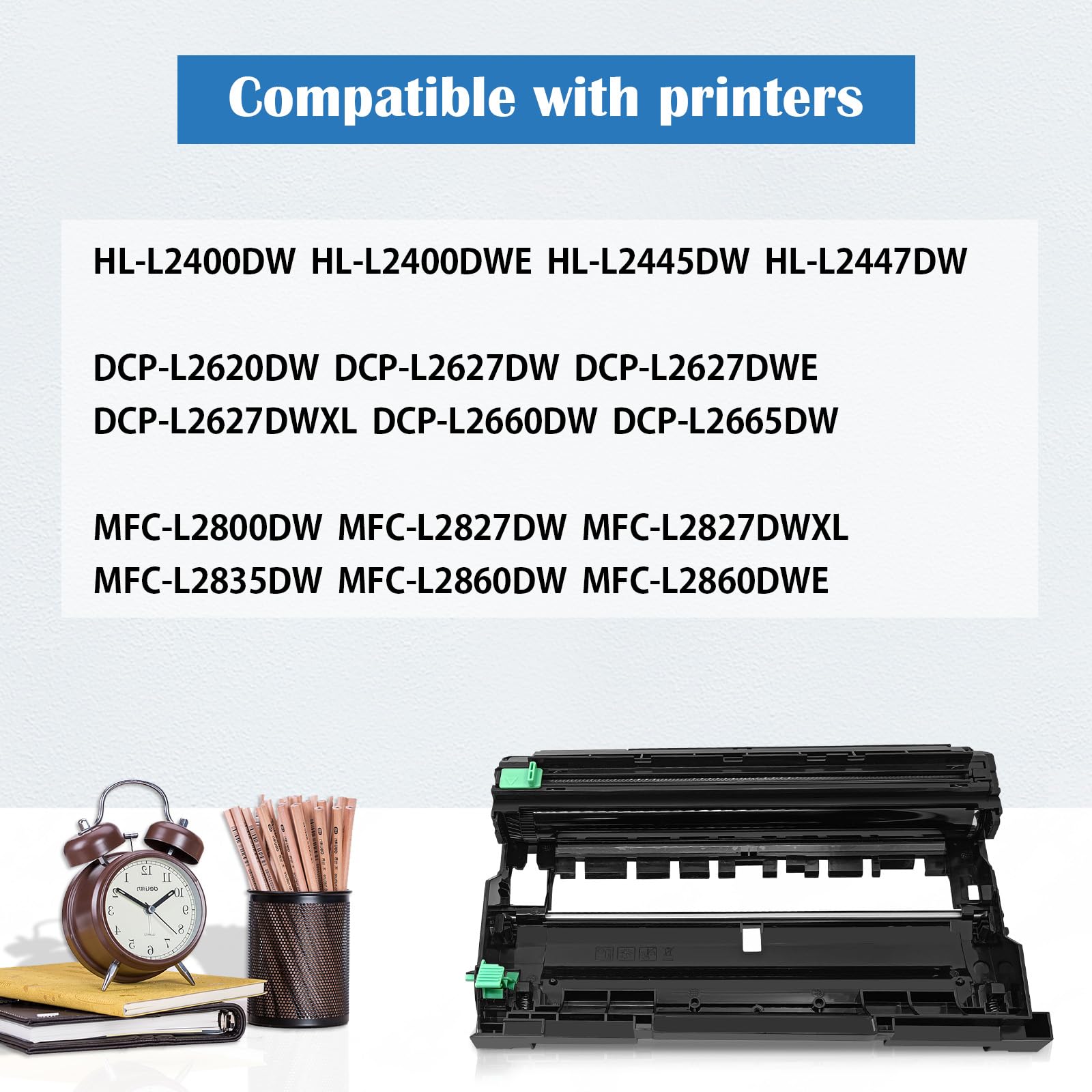 DR2510 DR-2510 Tambour 15000 Pages Compatible pour Brother HL-L2400DWE HL-L2445DW DCP-L2620DW DCP-L2627DW DCP-L2660DW DCP-L2665DW MFC-L2800DW MFC-L2827DW MFC-L2835DW MFC-L2860DW Imprimante