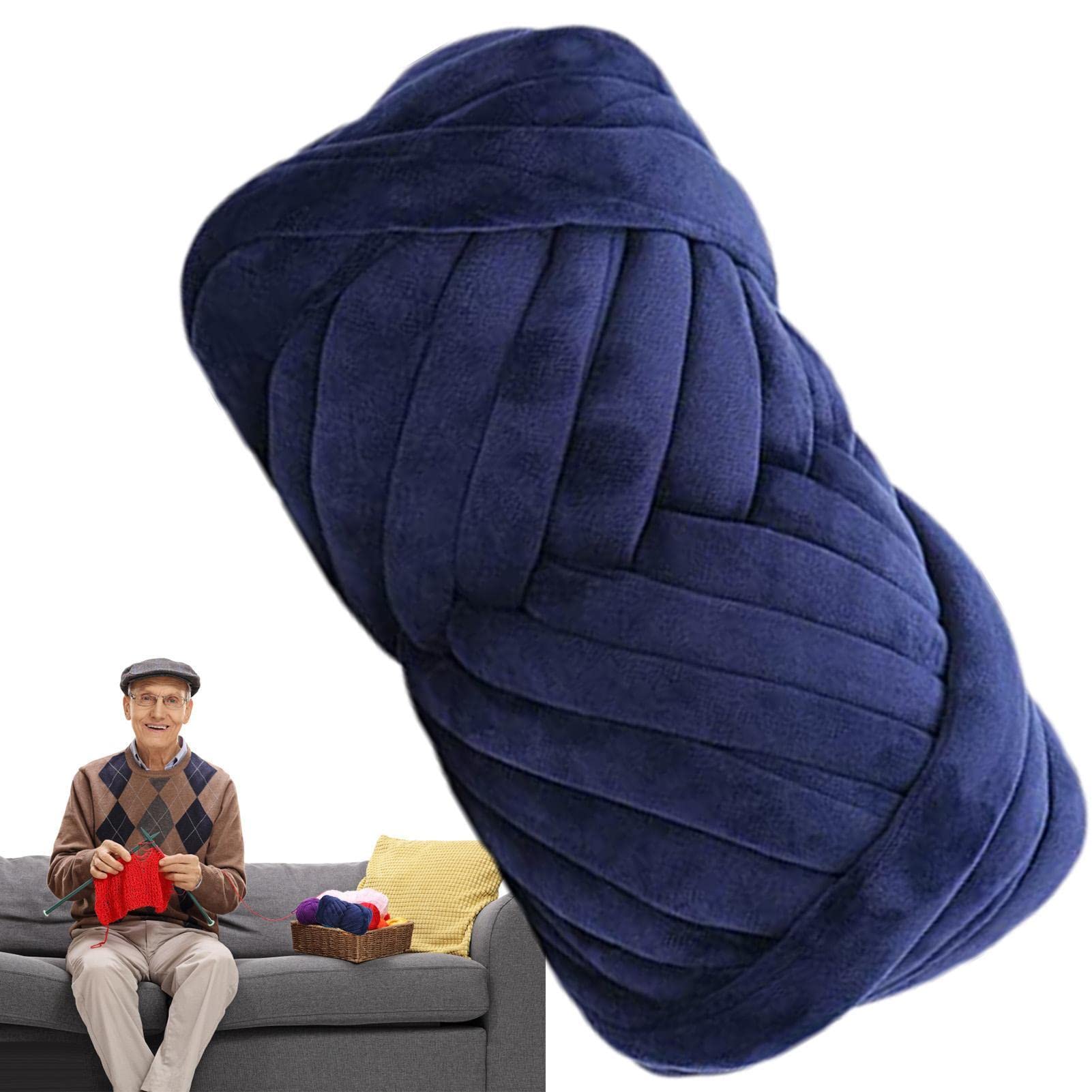 3. Blue T-Shirt Yarn, Washable Bulky Giant Yarn For Weave Craft Crochet | 1 Roll (20 Yards)