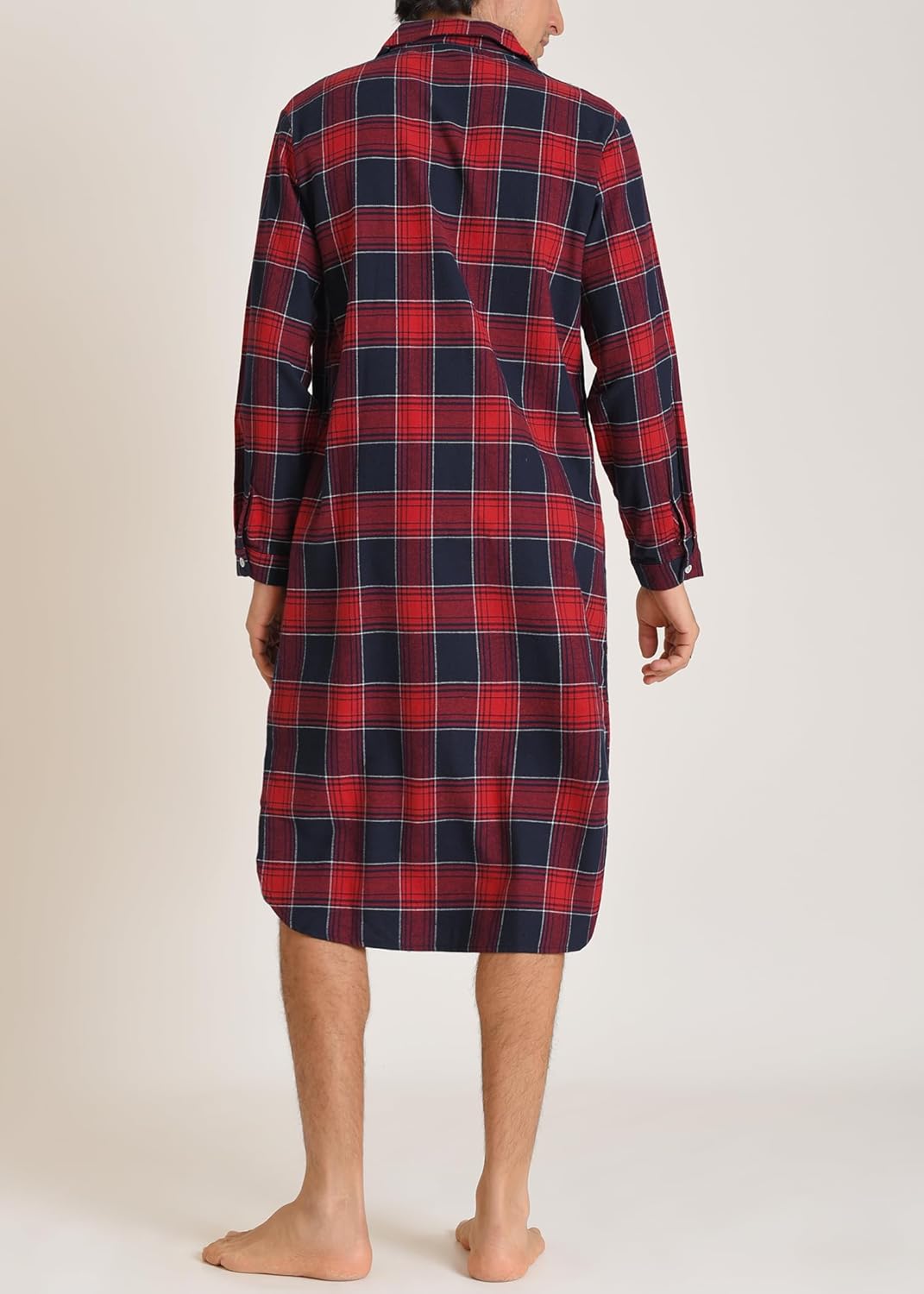 Latuza Men's Cotton Flannel Nightshirts Long Sleeve Night Gown - Image 3