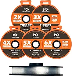 MASTER LOGIC Linha de líderes Tippet Fly Fishing com suporte e propostas de silicone carretéis de 32/55 jardas, 2X-6X Tippets transparentes