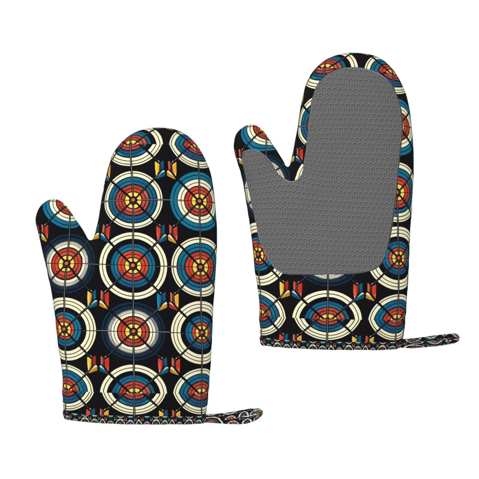 Heat Resistant Oven Mitt Archery-Target-Game Non-Slip Silicone Oven Gloves Cooking Gloves