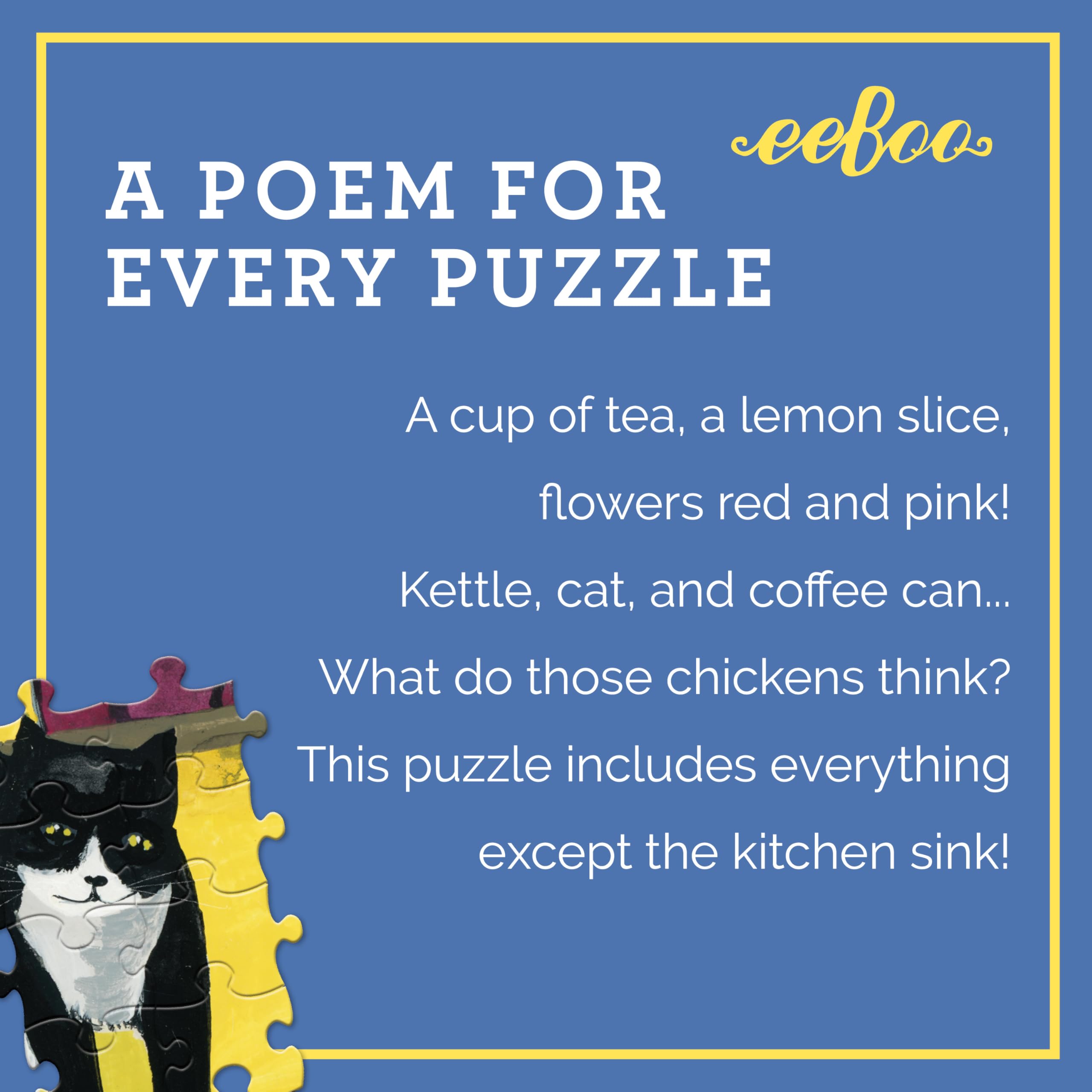 eeBoo: Piece and Love Kitchen Chickens 1000 Piece Square Adult Jigsaw Puzzle, Puzzle for Adults and Families, Glossy, Sturdy Pieces and Minimal Puzzle Dust