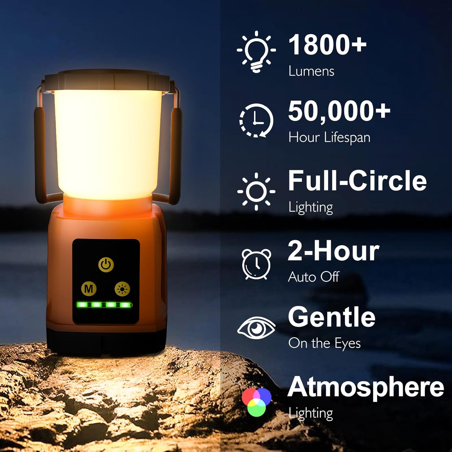 LED Camping Lantern Rechargeable Camping Essentials 5000mAh Power Bank Waterproof Camping Tent Light Lanterns for Power Outages Hurricane Emergency Hiking Outdoor RGB Mode Light - high-quality product