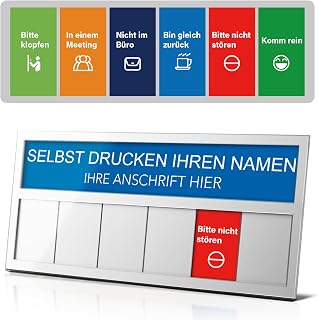 Namensschild & Türschilder Büro Bitte Nicht Stören, 6 Optionen Türschilder Schiebeschild In Einem Meeting,Nicht Im Büro,Komm Rein mit Symbolen,Bin Gleich Zurück,Bitte Klopfen, Kleben oder Aufstellen