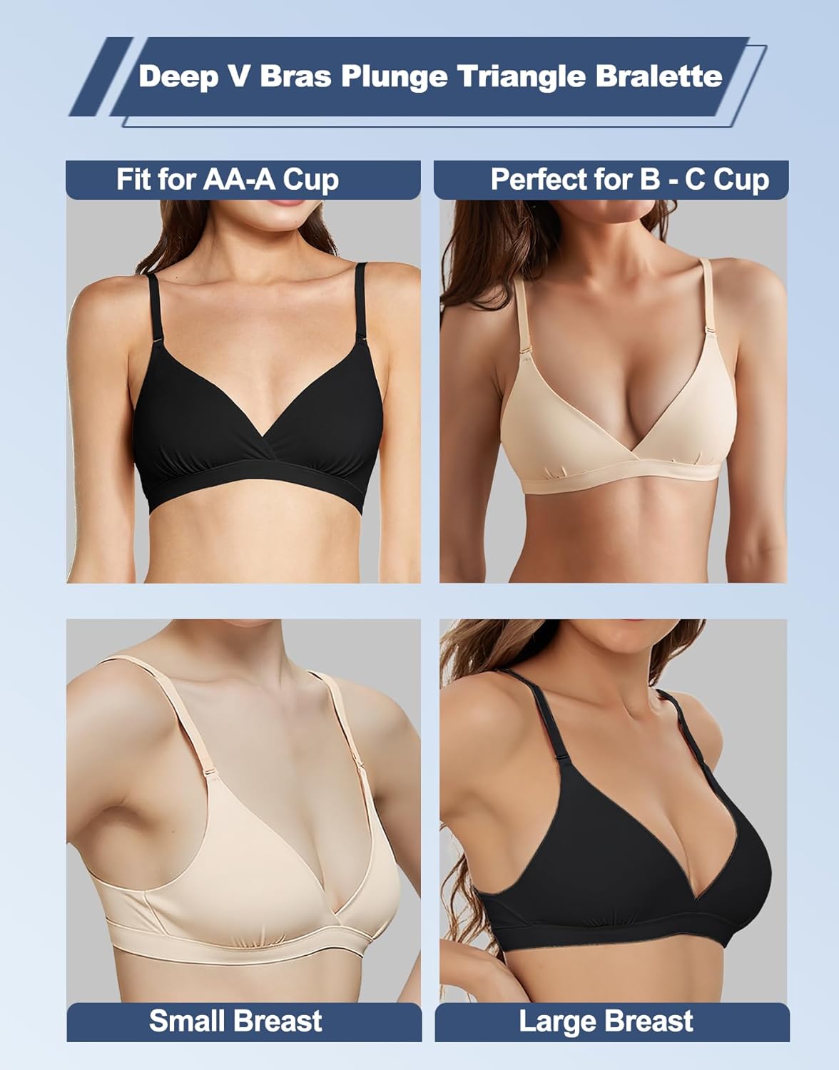 Triangle Bralette Crossover Deep V Bra, Unlined Bras for Women Seamless Bralette Sexy Low Cut Bra Wireless No Padding - Image 6