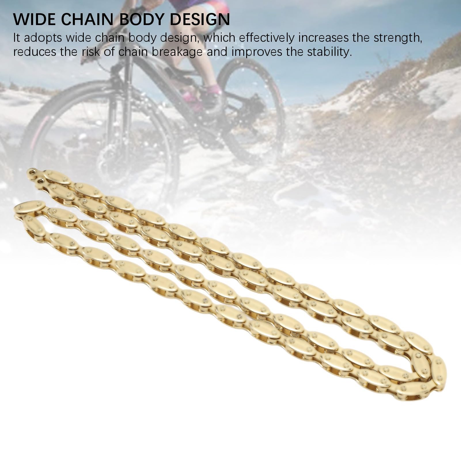 Bike Chain, 100 Link Gold Olive Single Speed High Strength Bike Chain for Road Mountain Racing Cycling for Fixed Gear for BMX