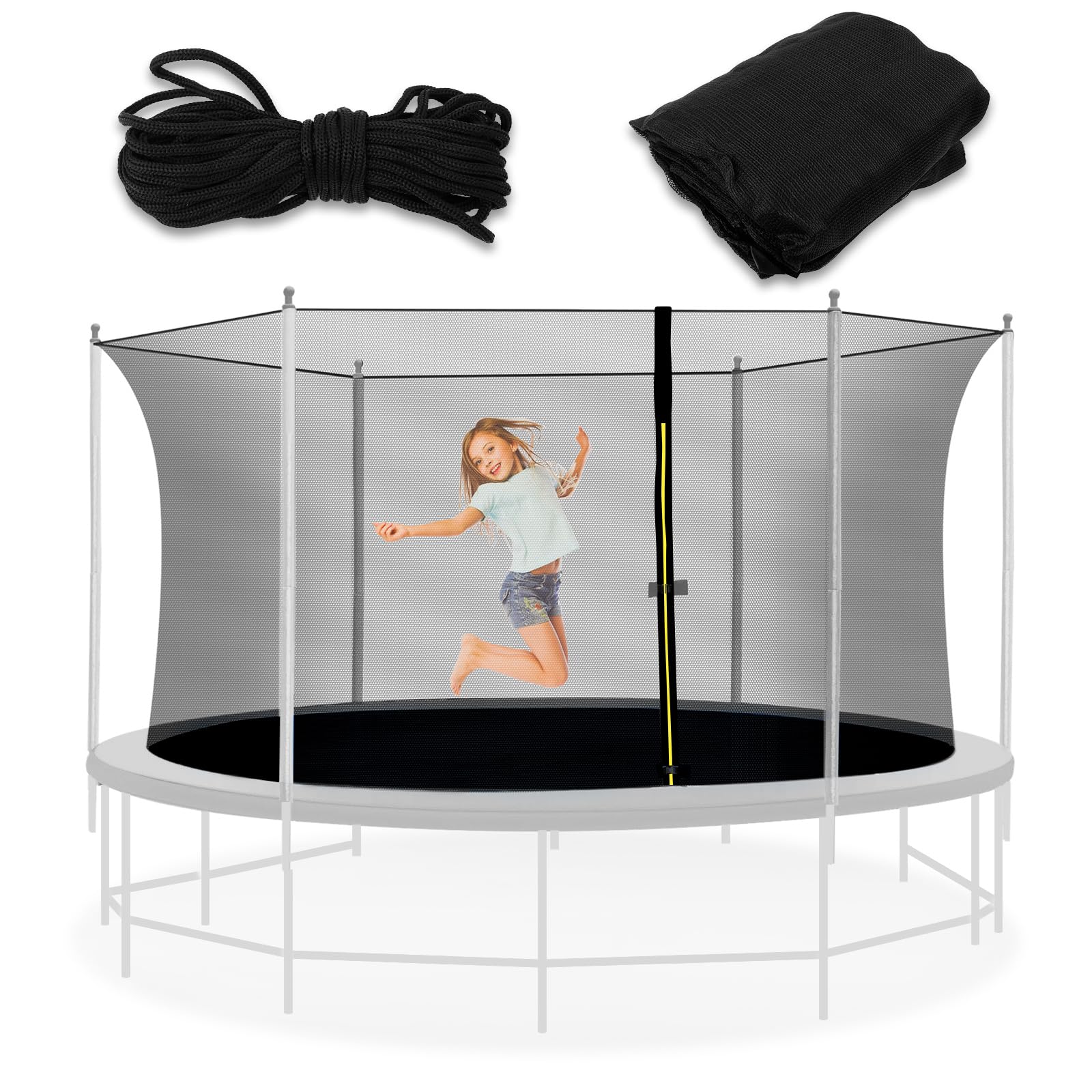 Flex Net Replacement Net Accessories Trampoline Safety Enclosure with Zip and Buckle for Trampoline from 8ft to 12ft In Diameter(10 ft model)