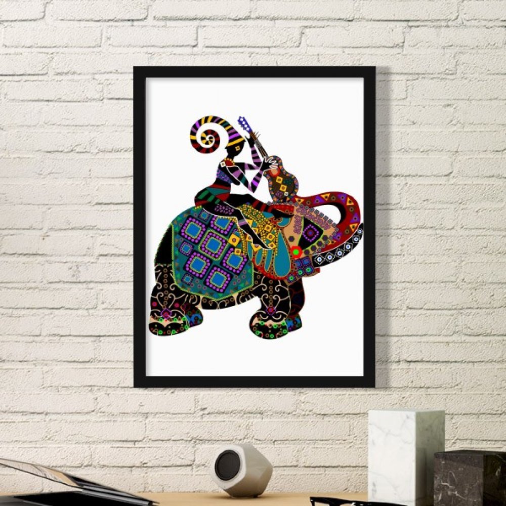 Art prints éléphant totem Chine avec cadre noir de qualité