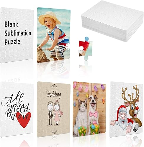 30 juegos de rompecabezas de sublimación en blanco DIY rompecabezas de transferencia de prensa de calor, suministros de rompecabezas de perlas