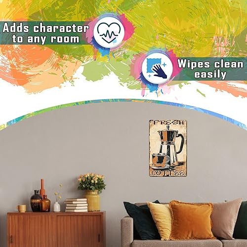 Miniatura 4 de Letrero de metal de café fresco, arte de pared retro para el hogar, cocina, cafetería, oficina, decoración de 8 x 12 pulgadas