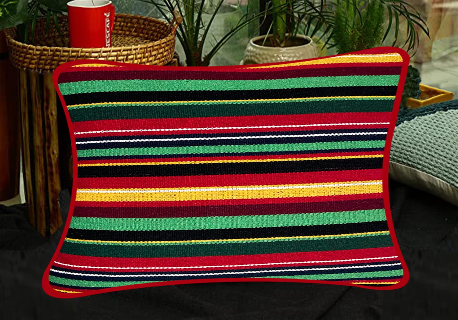 SAJAVAT HOME Cotton Embroidery Pillow Cover 21x27 INCHES Red Pack of 1