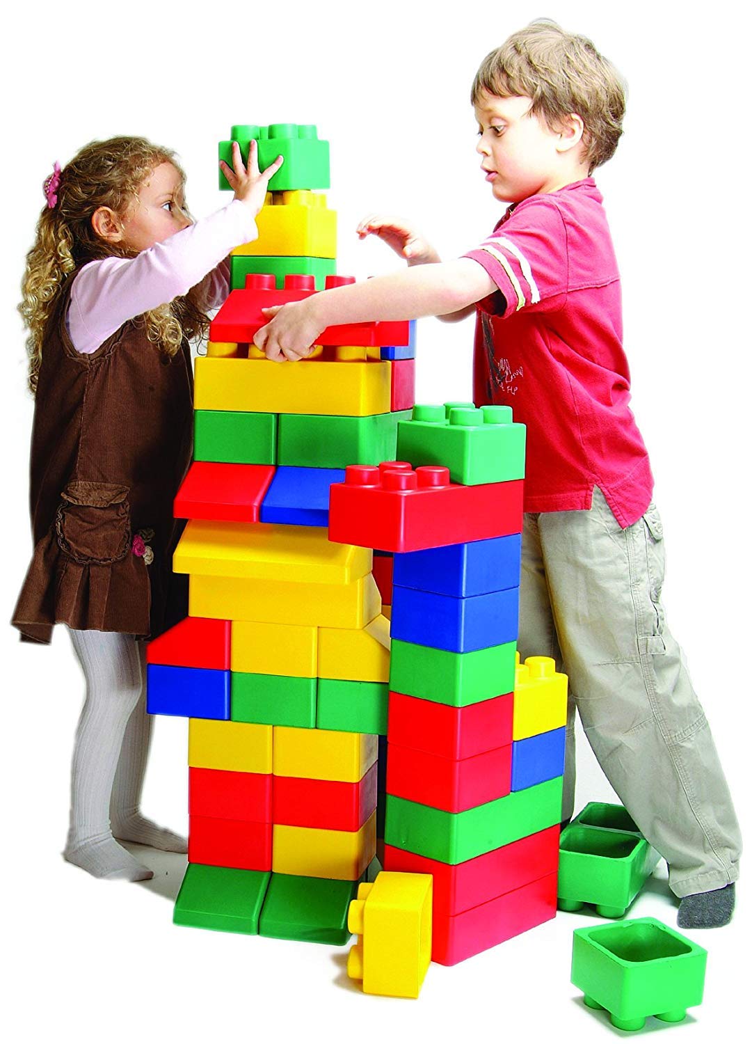 Edushape - Mattoncini per costruzioni, peso leggero, 50 pz. , Modelli/Colori Assortiti, 1 Pezzo