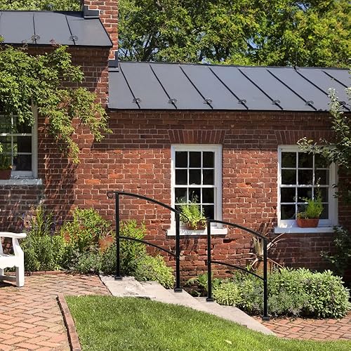 Miniatura 4 de Pasamanos para escalones al aire libre, barandilla ajustable para escaleras al aire libre para 1-3 escalones, pasamanos de hierro forjado con kit de