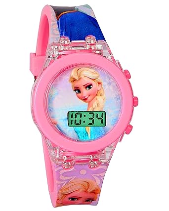 Time Up Digital Dial Multicolor Glowing Light Cartoon Watch for Boys & Girls-GLW-57 (Princess Pink)