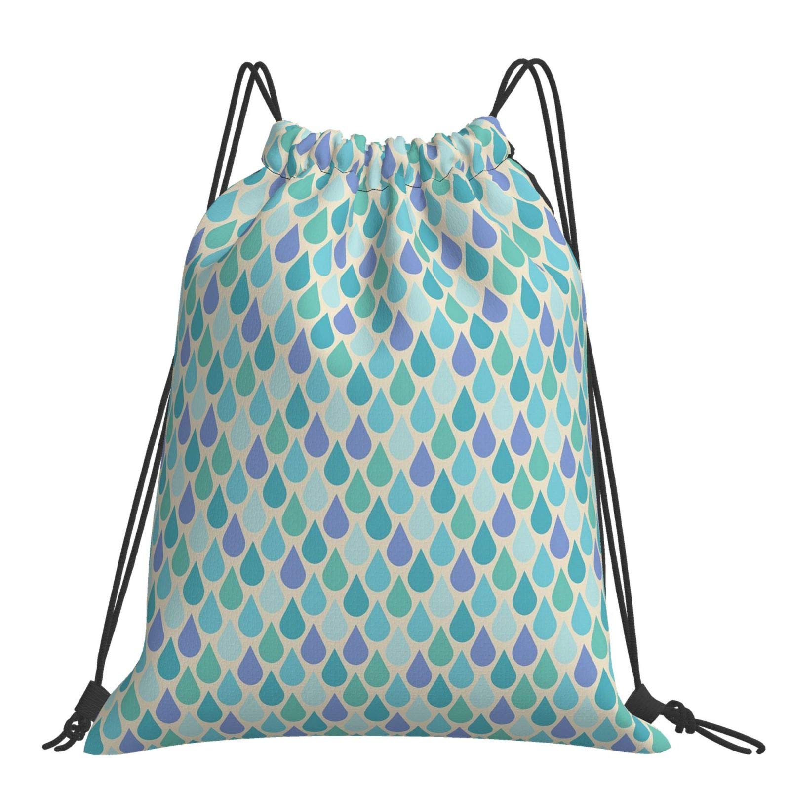 Unisex Print Drawstring Backpack Bag Polyester Sports Sackpack for Gym Shopping Sport Yoga（Colorful Water Droplets Raind Natural World In Abstract Manner）