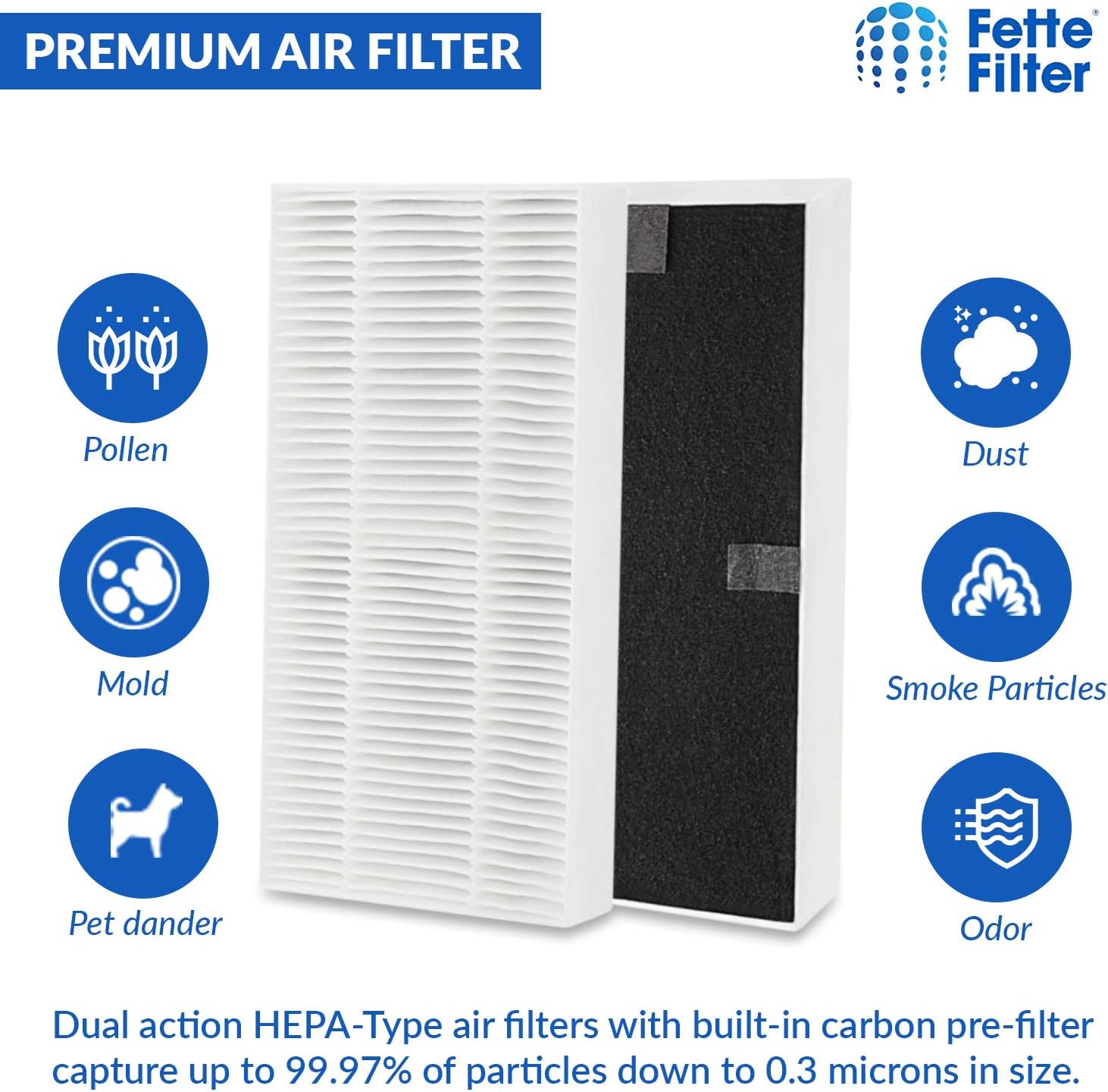 Fette Filter - Replacement Filter U Compatible with Honeywell HEPAClean U Filter HRF201B and Febreze FRF102B For HHT270, HHT290 & Febreze FHT170, FHT180, FHT190 - Pack of 4