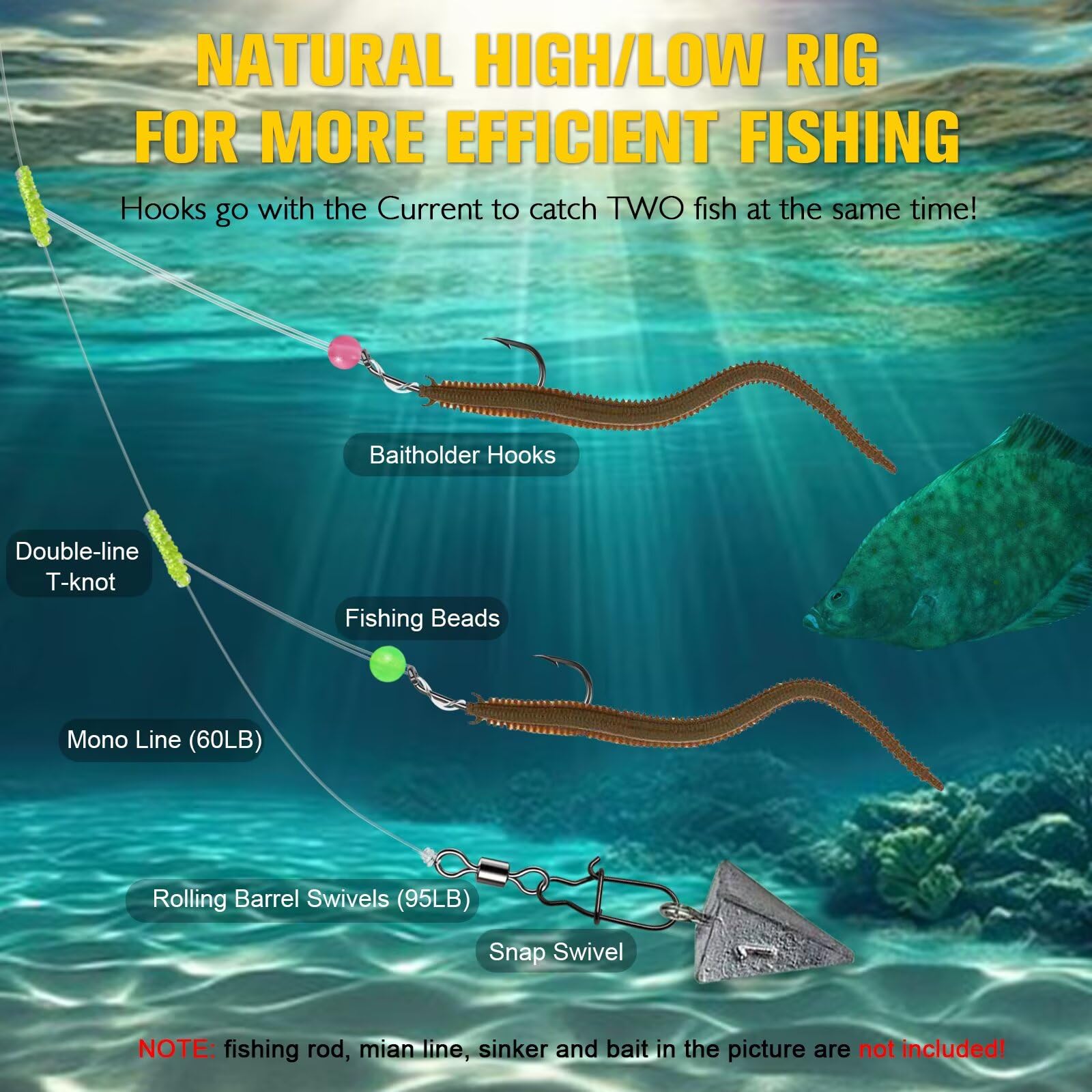 Catfish Rig Dovesun Hi-Lo Fishing Rigs 60lb Pre-Tied - Saltwater Surf ...