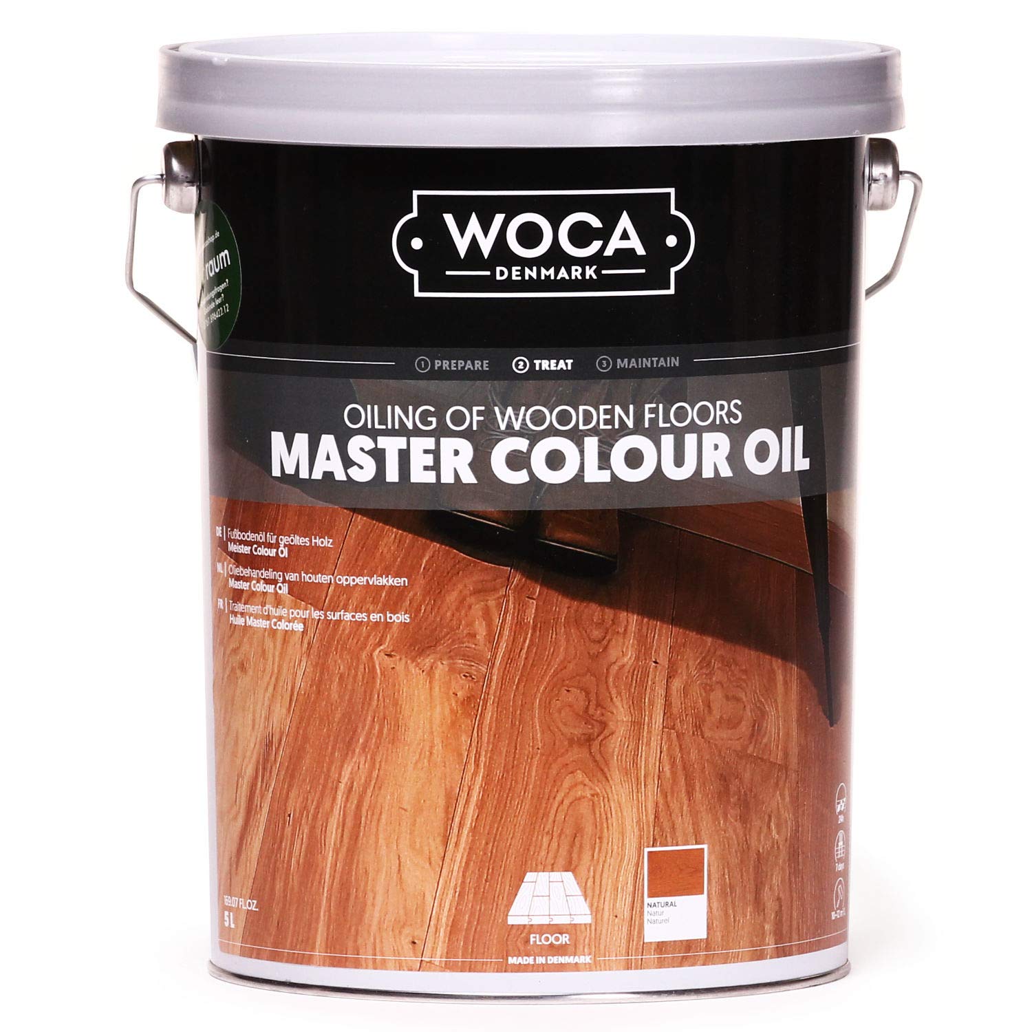 WOCA Denmark Master Colour Oil Natur 5L - Aceite para parquet para interiores para muebles de madera, suelos, revestimientos y armarios