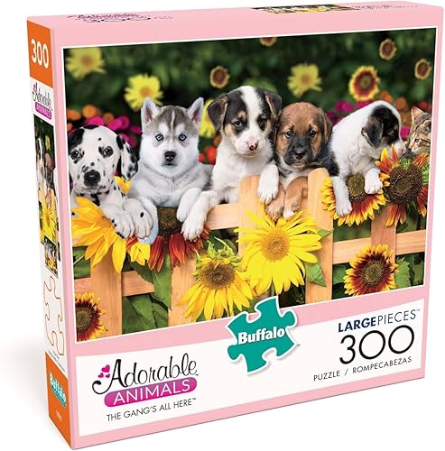 Buffalo Games – Adorable Animals – The Gang's All Here – unos rompecabezas de 300 piezas grandes