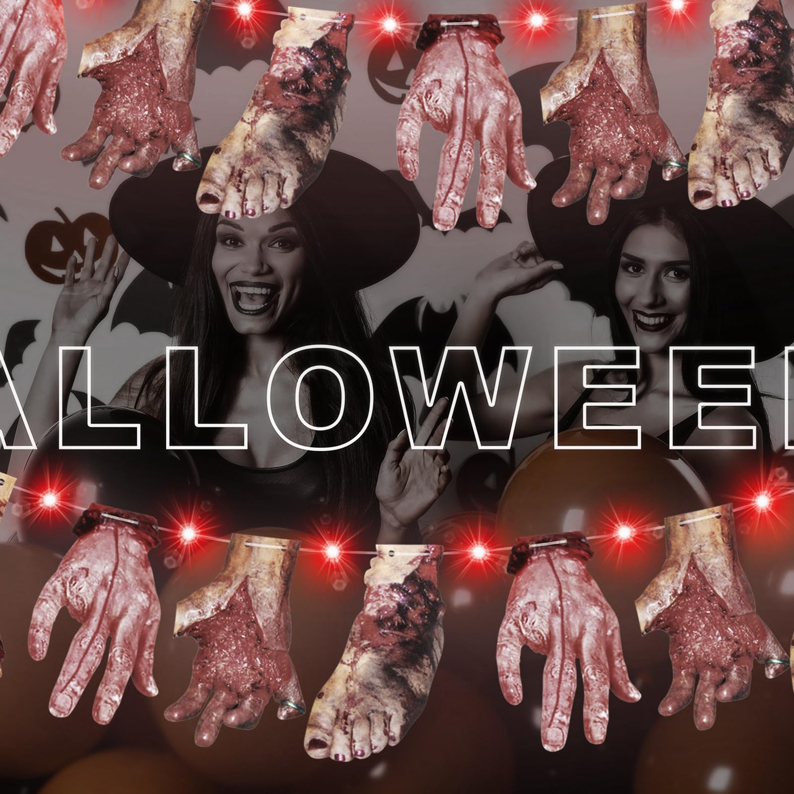 Amazon.co.jp: ハロウィンレッドLEDライト 手足吊り下げバナーカード